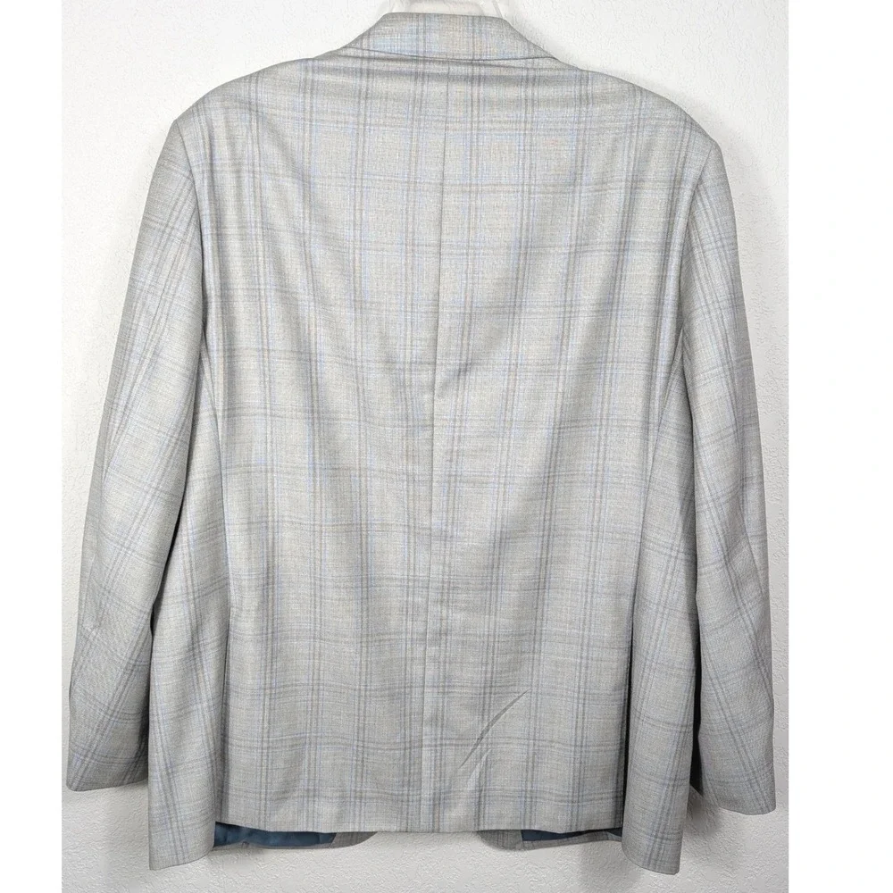 Blujacket Mens 48R Blue Plaid Regular Fit‎ Reda Wool Blazer Sportcoat